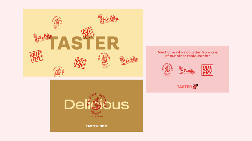 Taster外賣餐飲品牌logo設(shè)計(jì)與品牌vi形象設(shè)計(jì)，一個(gè)大膽熱情的舌頭圖案