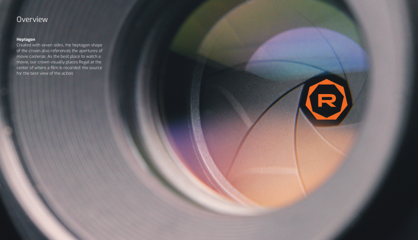 Regal富豪電影劇院logo設計，一個環(huán)繞的七變形+字母R
