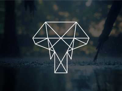 白色線條幾何組成的大象logo設(shè)計-上海logo設(shè)計公司