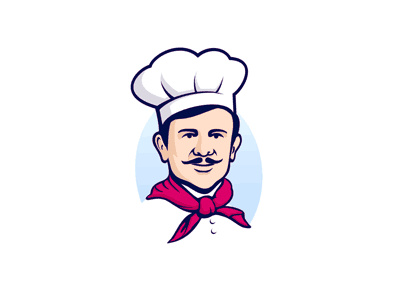 戴圍巾的廚師logo設(shè)計(jì)