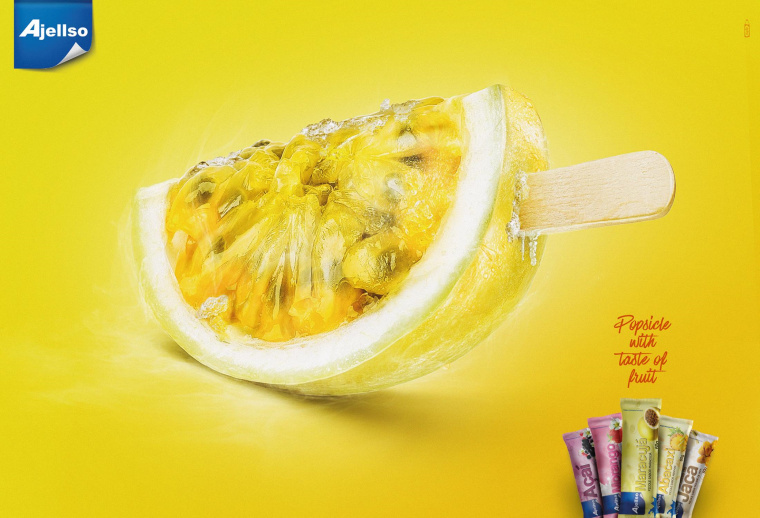 Ajellso水果雪糕冰激凌冰棍系列創(chuàng)意平面廣告設(shè)計-百香果-上海廣告設(shè)計公司