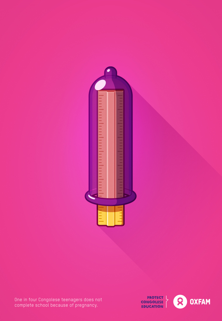 Oxfam樂(lè)施會(huì)關(guān)愛(ài)婦女公益創(chuàng)意平面廣告“避孕套，關(guān)愛(ài)女性未來(lái)”-上海廣告設(shè)計(jì)公司