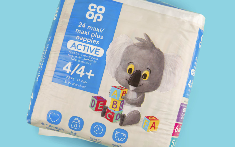 coop嬰兒尿布包裝設(shè)計，超可愛的玩偶插畫風(fēng)格