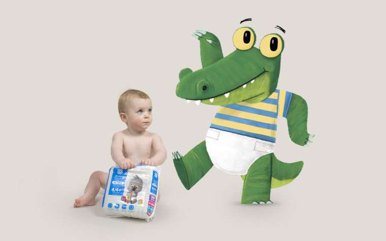 coop嬰兒尿布包裝設(shè)計，超可愛的玩偶插畫風(fēng)格