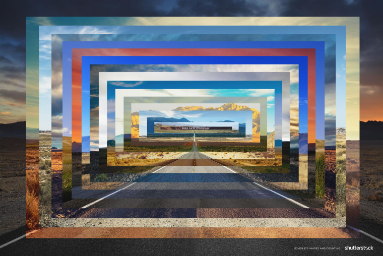 Shutterstock 圖片網(wǎng)站平面創(chuàng)意廣告設(shè)計(jì)，運(yùn)用幾何圖形設(shè)計(jì)的平面廣告-長(zhǎng)方形