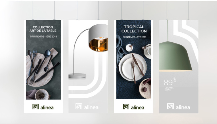 Alinéa法國家具裝飾公司商場標識logo設計與vi形象設計-店內廣告海報