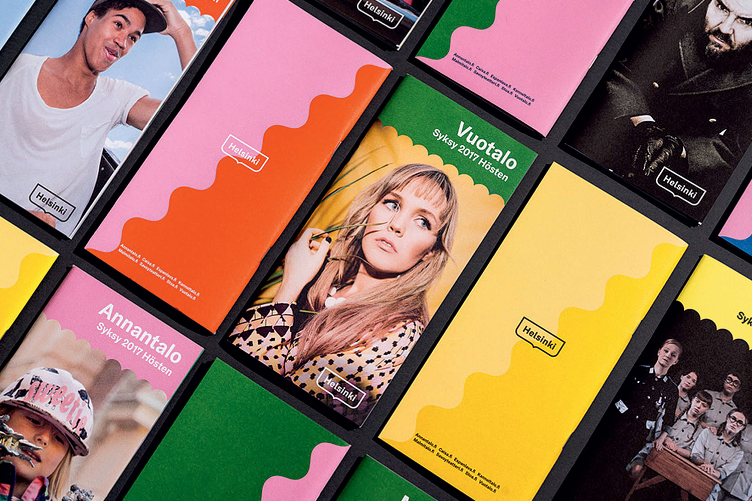 芬蘭赫爾辛基城市品牌VI形象設(shè)計logo設(shè)計，錦旗框logo+波浪圖形VI設(shè)計