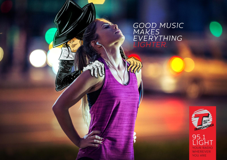 巴西Transamerica 電臺(tái)平面創(chuàng)意廣告設(shè)計(jì)“美好的音樂(lè)使一切變得輕松”