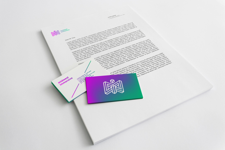 虛擬現(xiàn)實MWI極具未來感的品牌形象VI設(shè)計標志設(shè)計，字母與圖形的多重創(chuàng)意組合