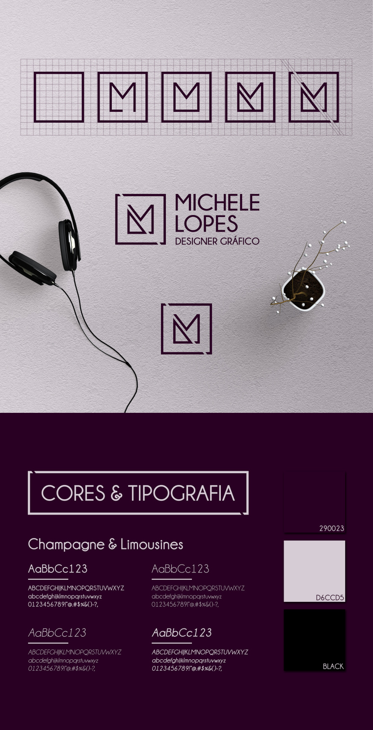 Michele Lopes個人品牌形象VI設(shè)計(jì)logo設(shè)計(jì)，極簡與現(xiàn)代主義融合的對角線切割創(chuàng)意