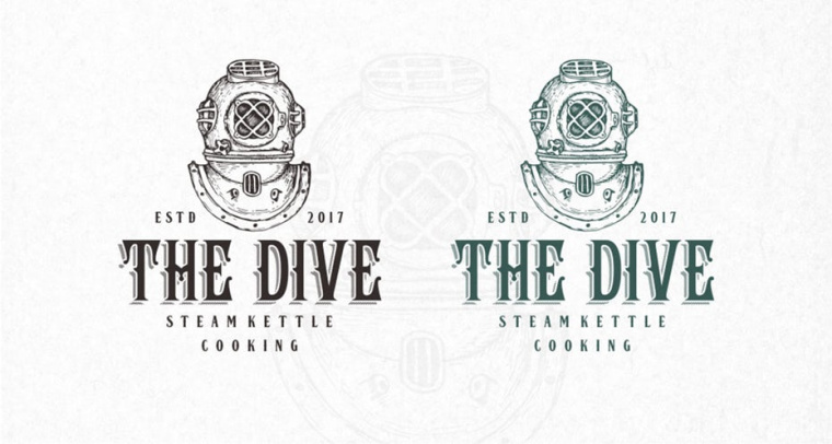 The Dive Steamkettle Cooking手工制作的時(shí)髦復(fù)古徽標(biāo)標(biāo)志設(shè)計(jì)