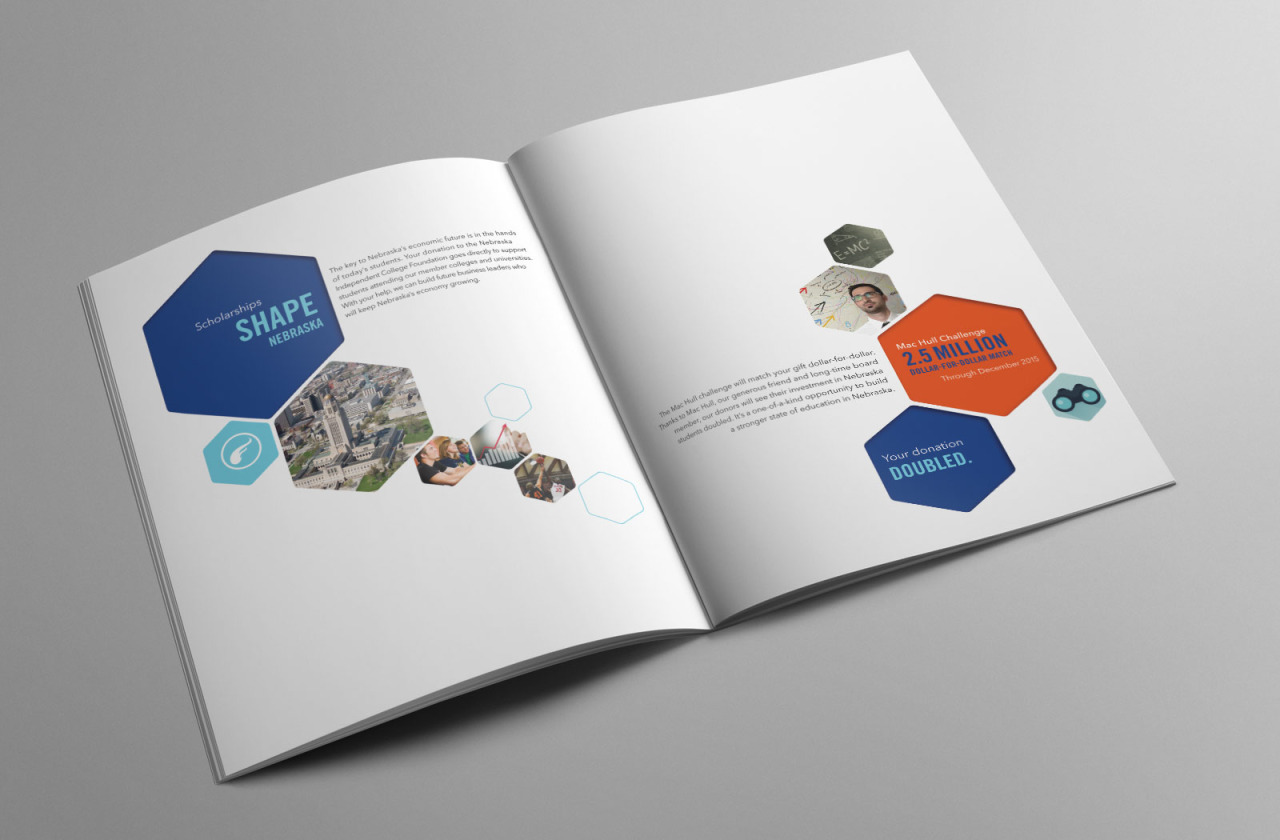 獨立學院基金會NICF宣傳畫冊設計，“蜂窩圖形”帶來的美與節(jié)奏感