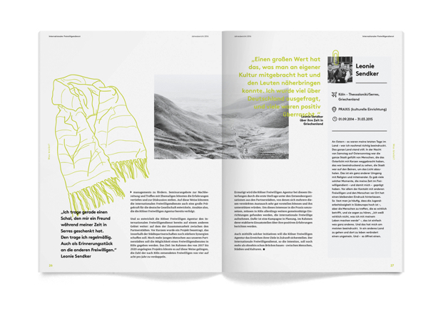 KFA年度報(bào)告宣傳冊(cè)設(shè)計(jì)，白色背景配上部分淺綠色打造簡(jiǎn)潔風(fēng)格