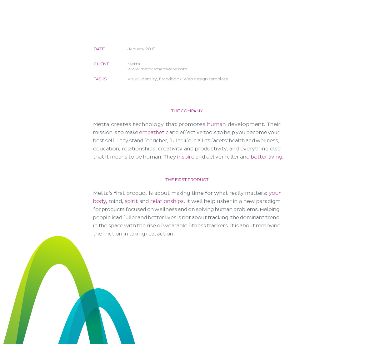 Metta科技公司品牌標志設計，變形字母M，實現和諧的正弦曲線循環(huán)