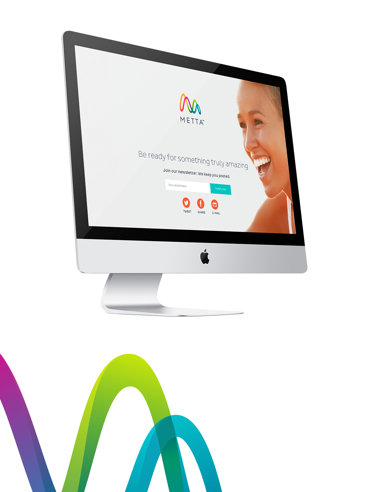 Metta科技公司品牌標志設計，變形字母M，實現和諧的正弦曲線循環(huán)