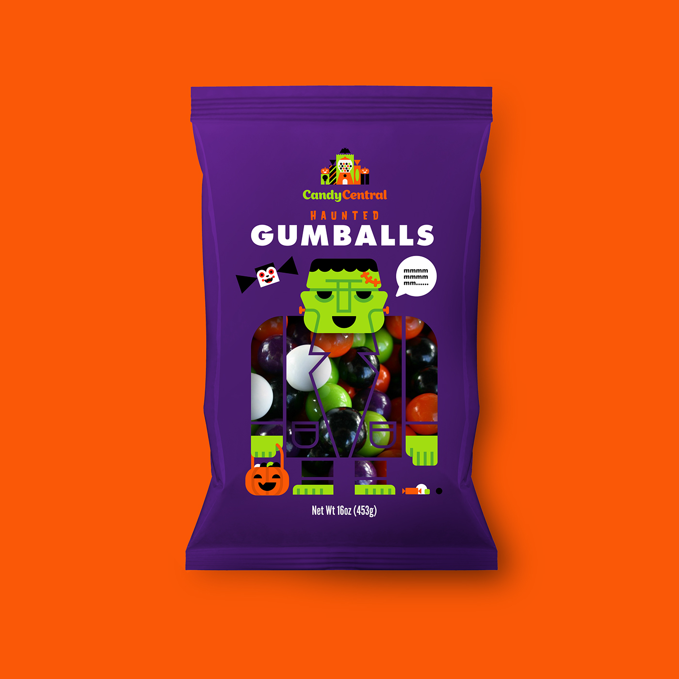 Candy central扁平化糖果包裝設(shè)計(jì)，糖果元素相融合與繪制可愛的卡通造型