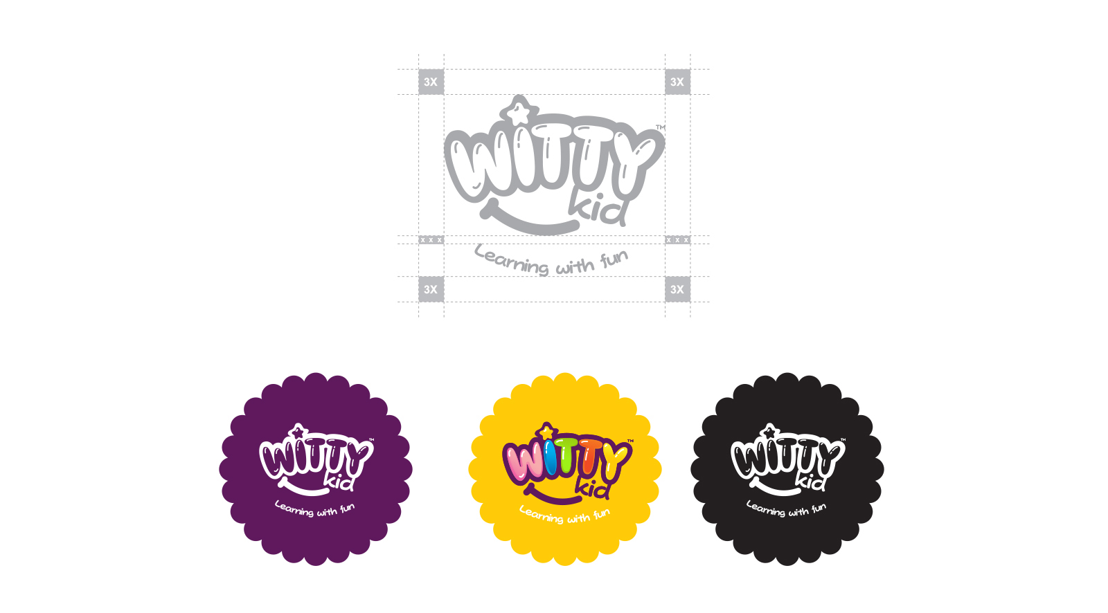 Witty kid 幼兒園創(chuàng)意品牌設(shè)計(jì)logo設(shè)計(jì)，星星+笑臉+氣球