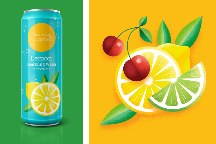 Simply Balanced 氣泡水果汁創(chuàng)意包裝設計，形成絢麗多彩的水果世界