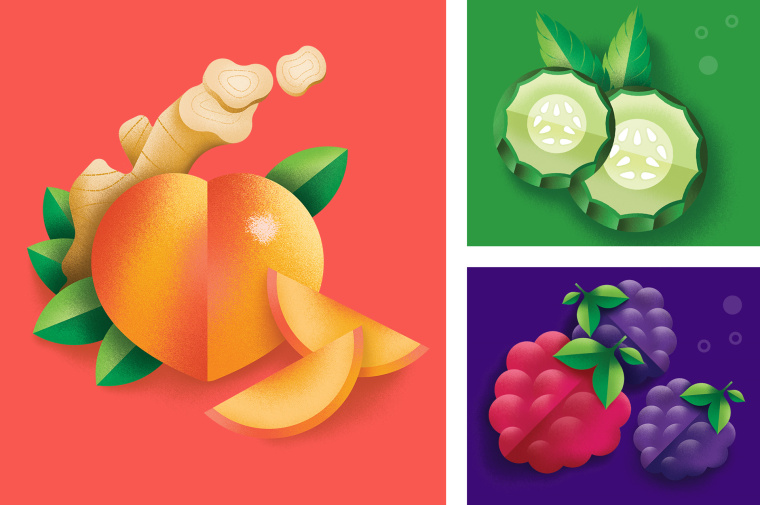 Simply Balanced 氣泡水果汁創(chuàng)意包裝設計，形成絢麗多彩的水果世界