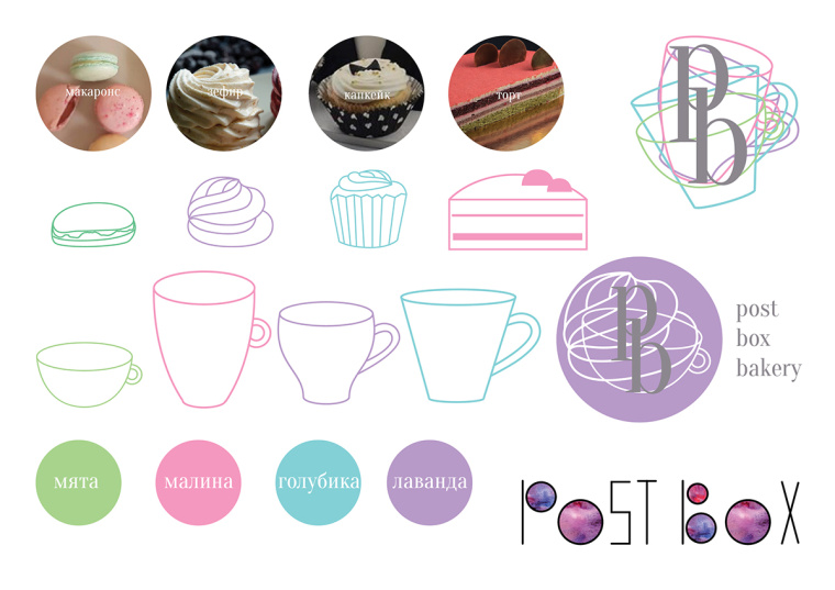 Postbox 手工甜品店品牌視覺形象VI設(shè)計(jì)“時(shí)尚色塊”元素