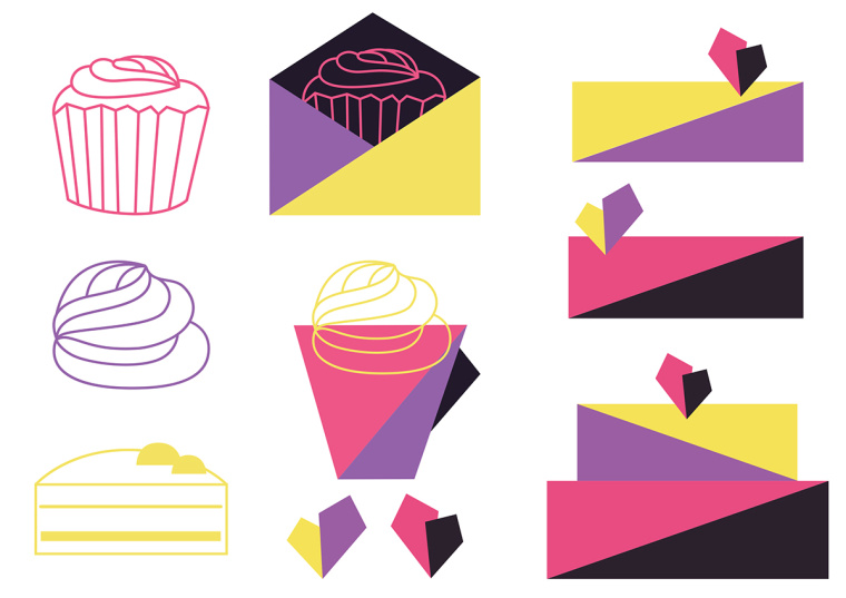 Postbox 手工甜品店品牌視覺形象VI設(shè)計(jì)“時(shí)尚色塊”元素