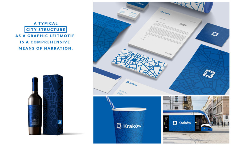 Kraków城市新品牌形象VI設(shè)計logo設(shè)計，從城市地圖中抽取的形狀