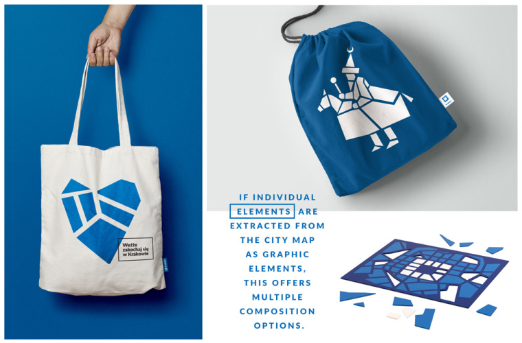 Kraków城市新品牌形象VI設(shè)計logo設(shè)計，從城市地圖中抽取的形狀