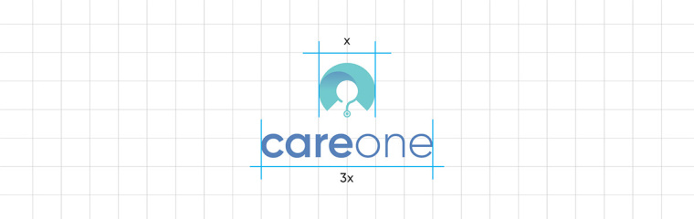 CareOne醫(yī)療機構品牌形象VI設計logo設計，藝術感醫(yī)生元素鑲嵌于旋轉字母C