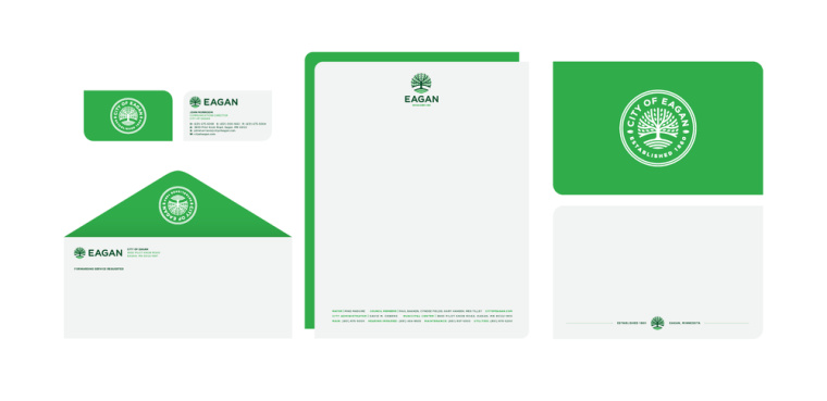 伊根市城市品牌形象重塑設計logo設計vi設計，抽象綠色大樹圖形