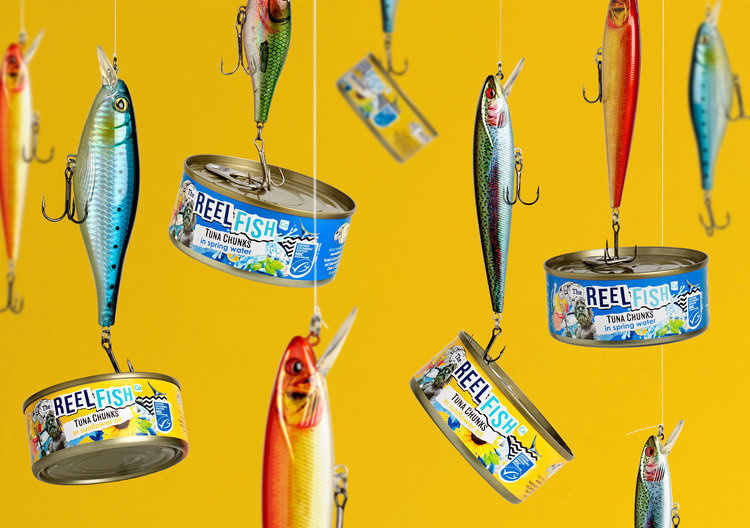 The Reel Fish 金槍魚罐頭包裝設(shè)計(jì),大膽的配色和自由活潑的插圖 The Reel Fish 金槍魚罐頭包裝設(shè)計(jì),大膽的配色和自由活潑的插圖