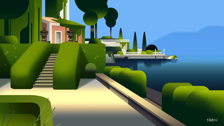 上海設計公司欣賞：后院立體風景插畫設計