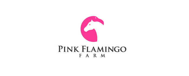 粉紅色的火烈鳥農(nóng)場動物logo設(shè)計-上海logo設(shè)計欣賞