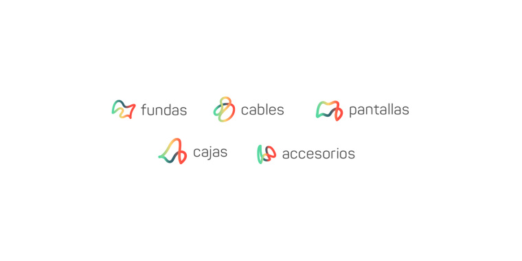 Mobu手機(jī)與移動配件零售連鎖店品牌logo設(shè)計,動感的漸變色線條M字母logo