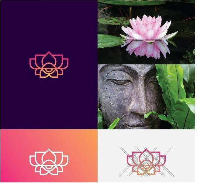 logo設(shè)計(jì)過程圖示揭示logo設(shè)計(jì)靈感-花卉+佛祖 logo設(shè)計(jì)靈感