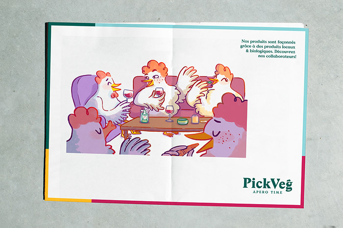 PickVeg 開胃咸菜休閑食品品牌，減輕生活壓力的小雞嘻哈插畫風(fēng)格