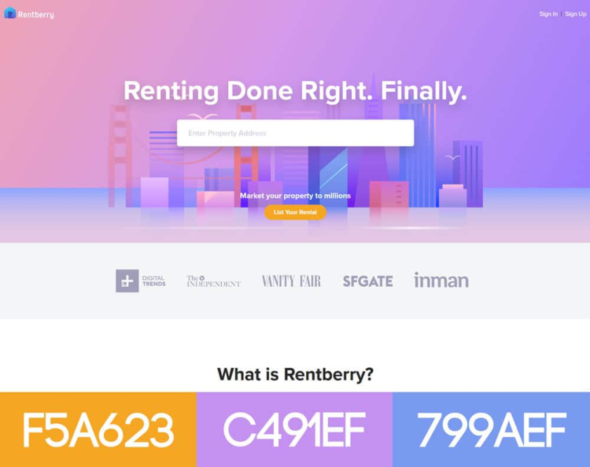  網(wǎng)站的配色方案-Rentberry