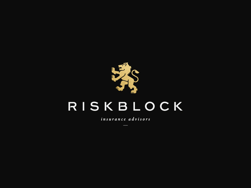 RISKBLOCK創(chuàng)意保險(xiǎn)公司logo設(shè)計(jì)-獅子