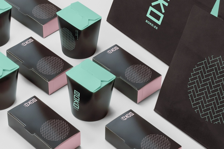 外賣送餐品牌Boko品牌vi設(shè)計(jì)網(wǎng)站設(shè)計(jì)，幾何線條排列組合設(shè)計(jì)