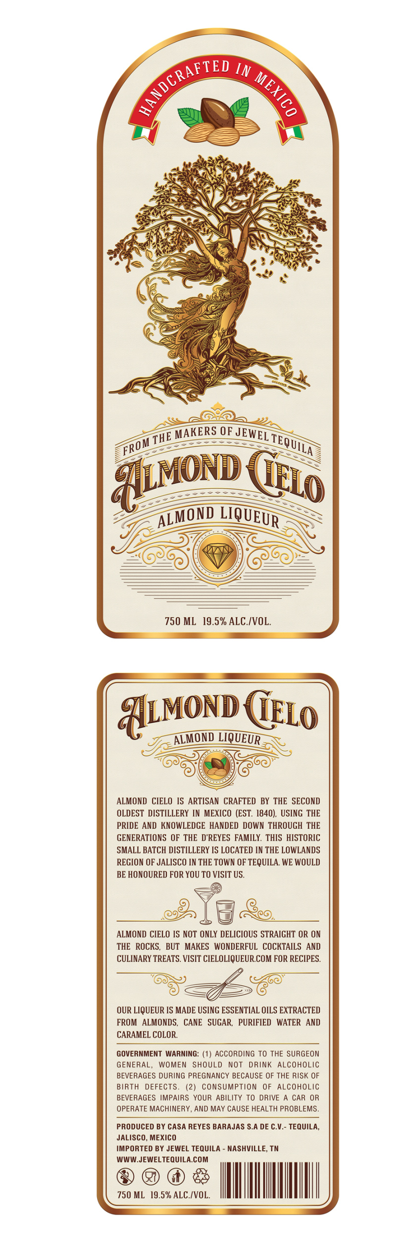 平面設(shè)計中的超現(xiàn)實主義-超現(xiàn)實包裝設(shè)計-地球樹的女人，BDV的杏仁利口酒飲料標簽