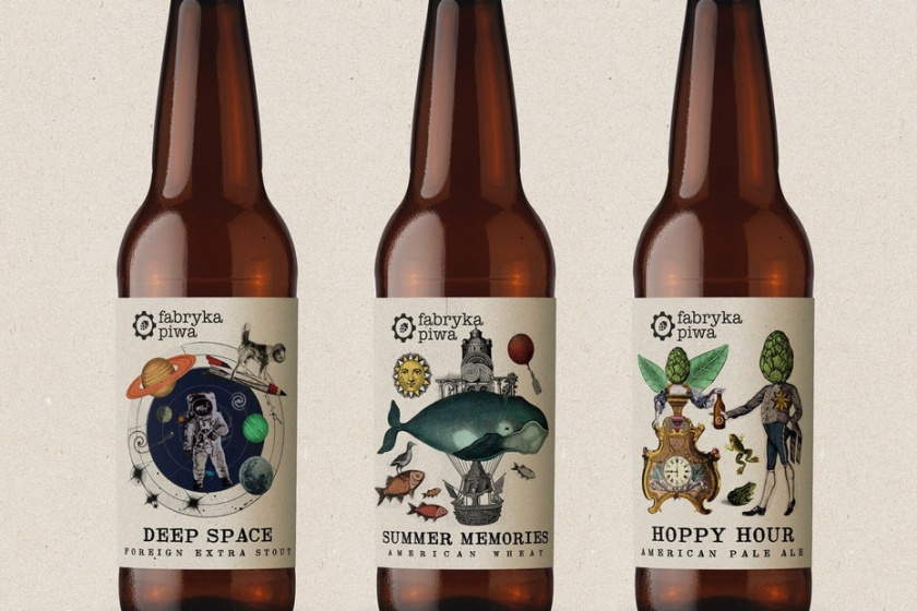 平面設(shè)計中的超現(xiàn)實主義-超現(xiàn)實包裝設(shè)計-隨機圖像拼貼的啤酒標簽