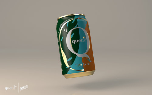 比利時啤酒包裝設計，大寫字母Q貫穿所有包裝