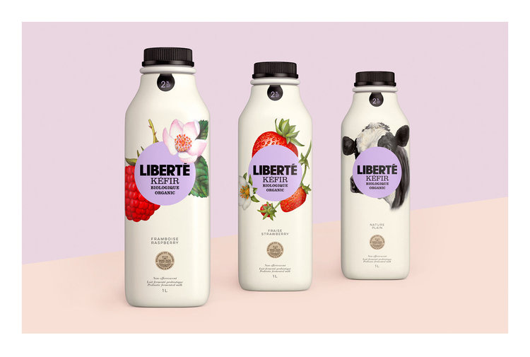 加拿大有機(jī)酸奶Liberté品牌包裝設(shè)計(jì)，來自植物學(xué)書籍插圖