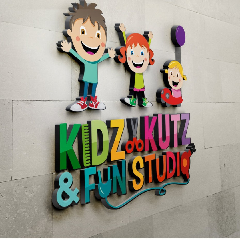 40個比彩虹更亮的彩色標志-彩虹配色方案-kidz和kutz三個快樂的兒童標志設計