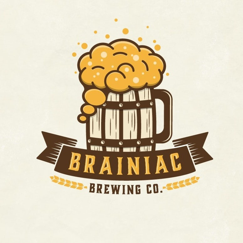 黃色產(chǎn)品標(biāo)志logo設(shè)計(jì)-Brainiac Brewing Co.logo設(shè)計(jì)