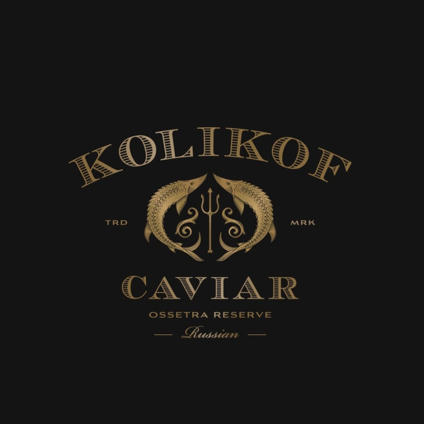 豪華黃金logo設(shè)計-Kolikof魚子醬徽標(biāo)logo設(shè)計