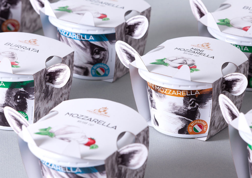 Fratelli Spirini酸奶奶酪包裝設(shè)計(jì)，牛耳朵造型增加了產(chǎn)品識(shí)別性