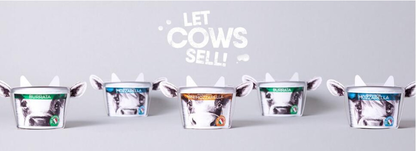 Fratelli Spirini酸奶奶酪包裝設(shè)計，牛耳朵造型增加了產(chǎn)品識別性