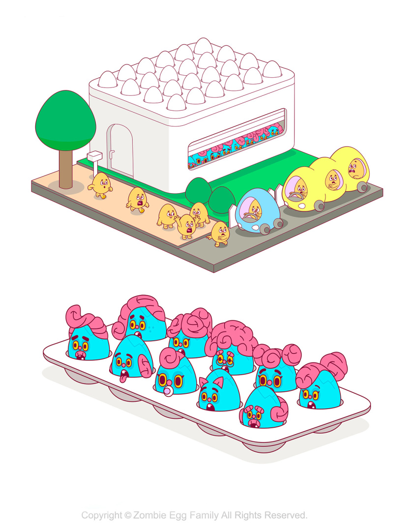 僵尸蛋家族雞蛋3D人物吉祥物設(shè)計(jì)-表情包設(shè)計(jì)