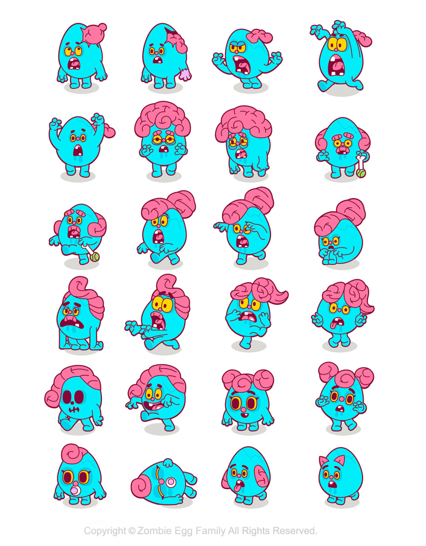 僵尸蛋家族雞蛋3D人物吉祥物設(shè)計(jì)-表情包設(shè)計(jì)