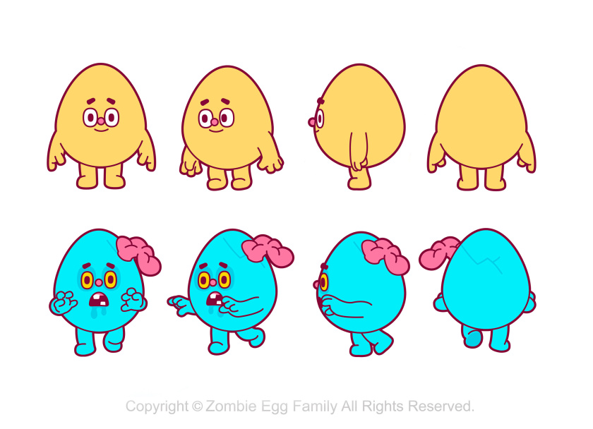 僵尸蛋家族雞蛋3D人物吉祥物設(shè)計(jì)-表情包設(shè)計(jì)